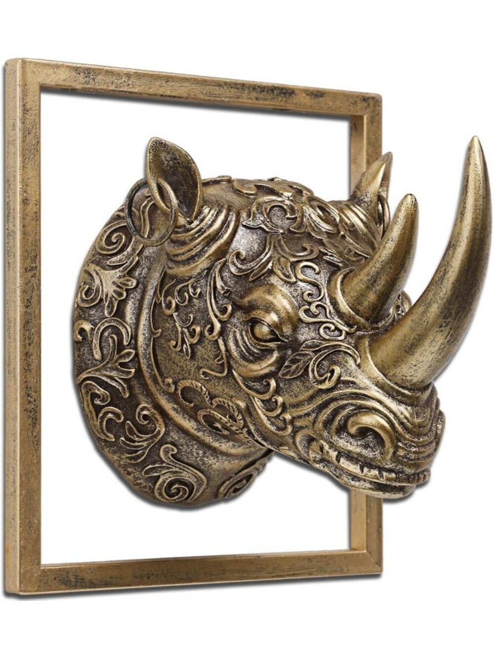 Vintage Rhinoceros Wall Sculpture - Exquisite Resin Animal Head Art for Home